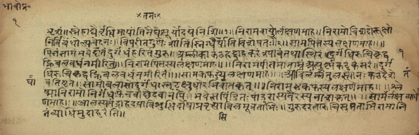 Page of the Bhāvaprakāśa on the signs of āma and nirāma