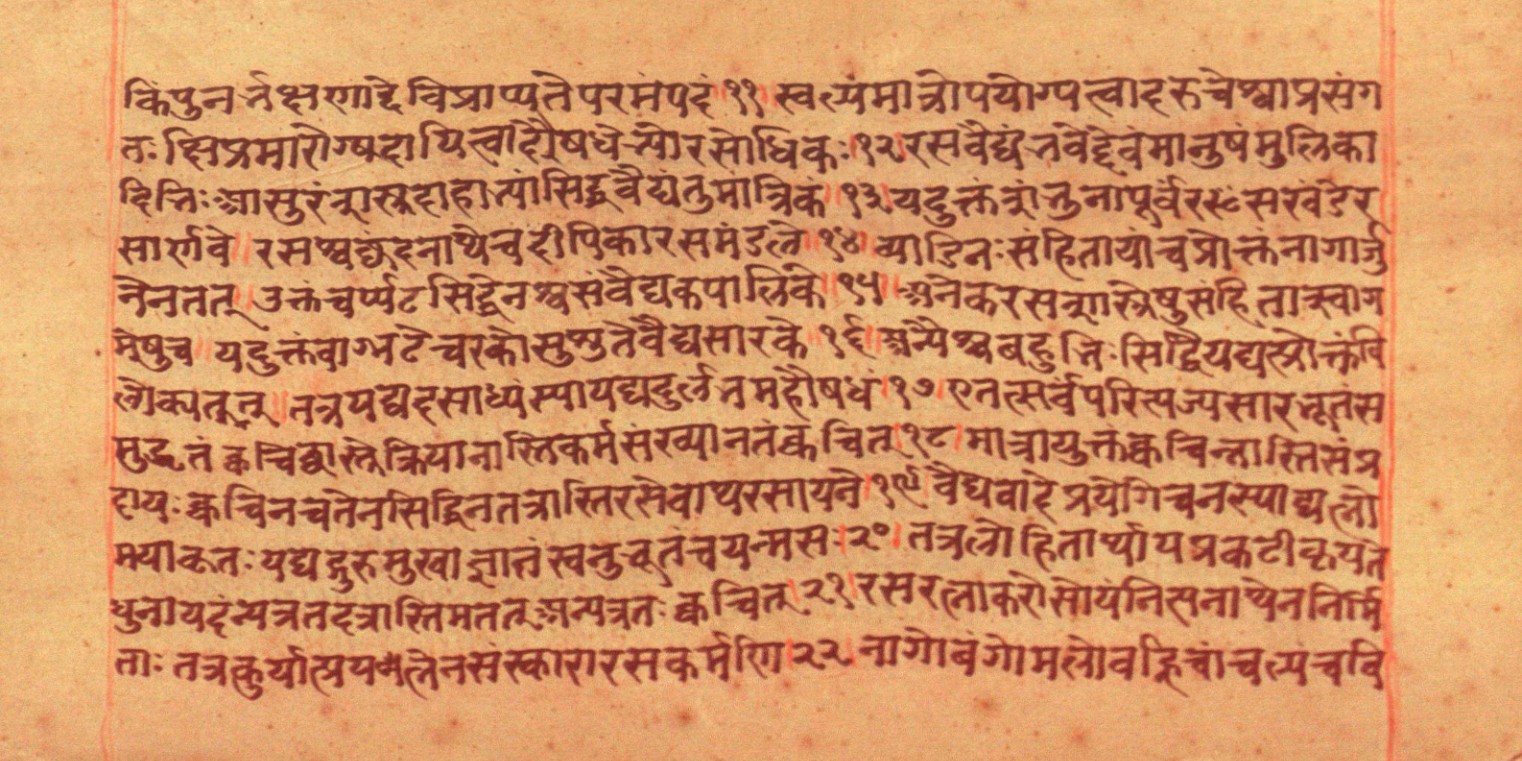 Page of the Rasaratnākara arguing mercury's superiority as medicine