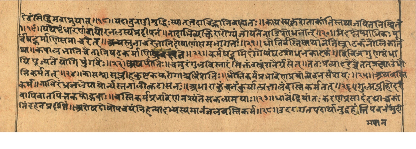 Page of the Haṭhayogapradīpikā listing the six shat-karma cleansing practices