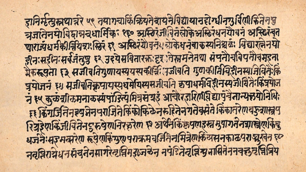 Page of the Cāṇakyanīti on what is stable and what is not