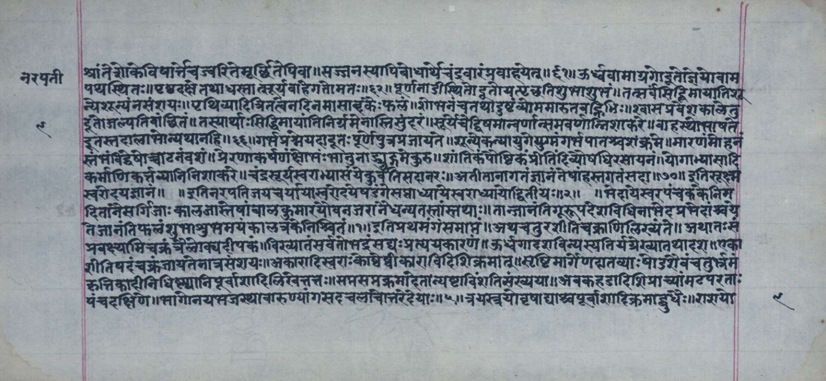 Page of the Śakunaśabdapraśasti on the lunar and solar breath currents